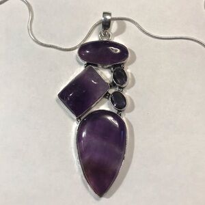 Amethyst Stamped 925 Sterling Silver Necklace